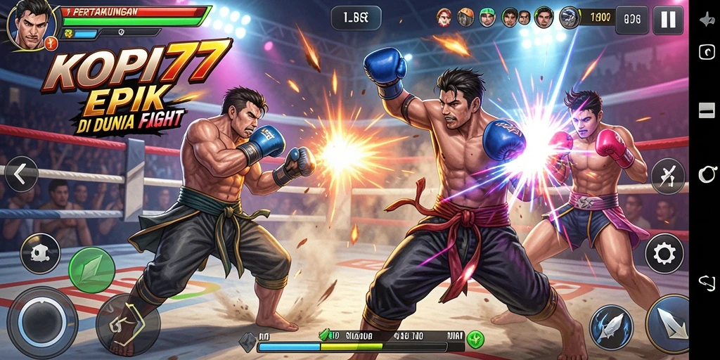 Tampilan gameplay KOPI77 yang memukau di arena pertarungan.
