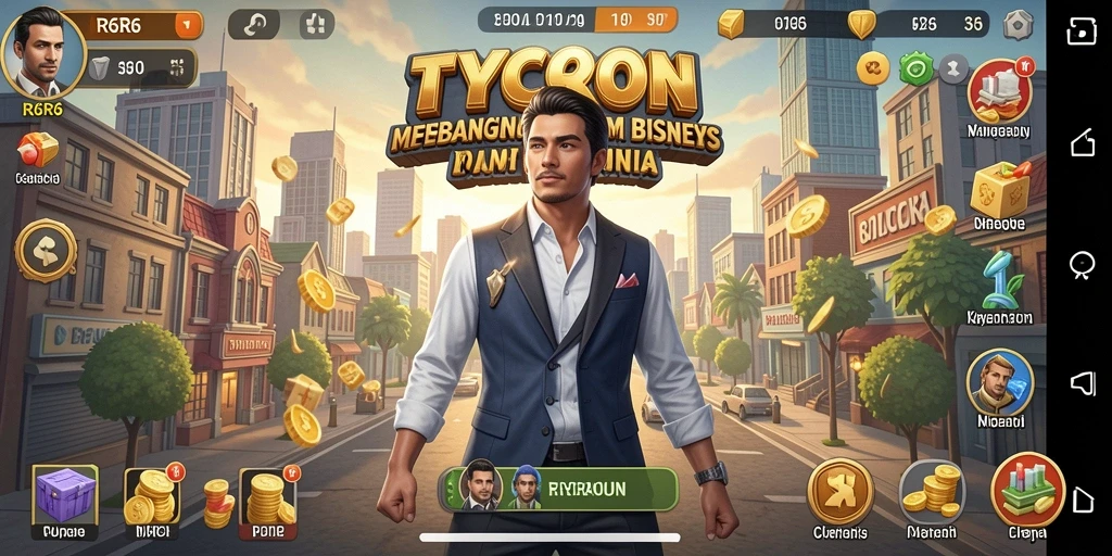 Tampilan gameplay R6R6 yang menarik dalam membangun bisnis Tycoon.