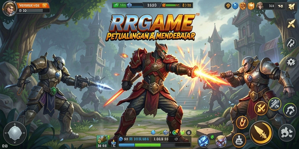 Screenshot gameplay RPGAME yang menampilkan pertempuran aksi yang intens.