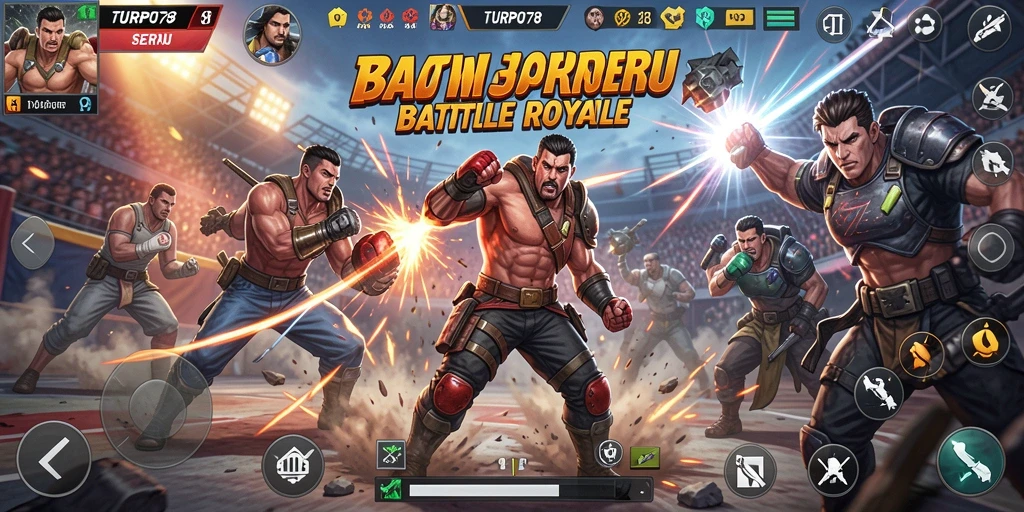 TURBO78 menampilkan gameplay seru dalam pertempuran Battle Royale.