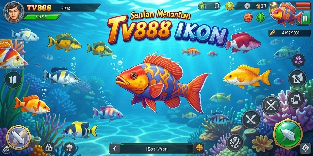 Tampilan gameplay Tembak Ikan yang seru dan penuh warna di TV888.