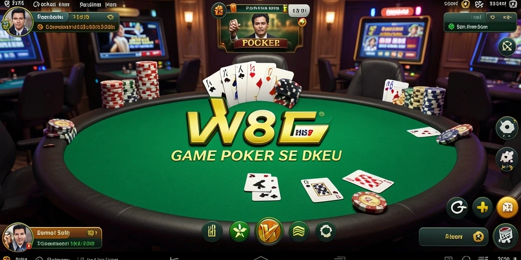 Tampilan permainan poker yang menegangkan di V87.