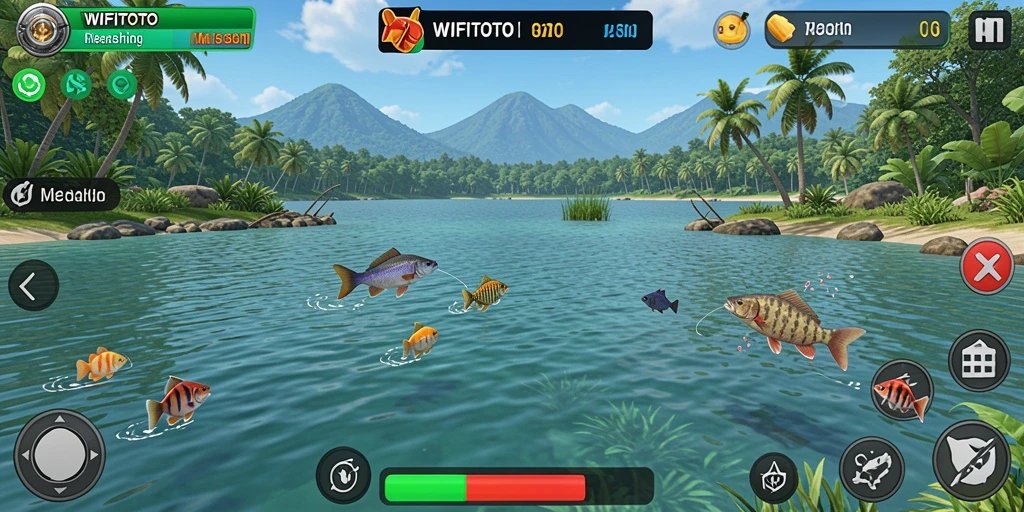 Screenshot utama WIFITOTO menampilkan suasana memancing yang menenangkan.